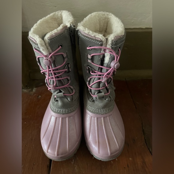 Lands End Silver Quilted Winter Boots pink 3
